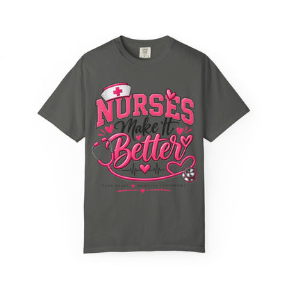 Nurse’s Make It Better Tee — Pink Stethoscope & Heartbeat Nursing Shirt