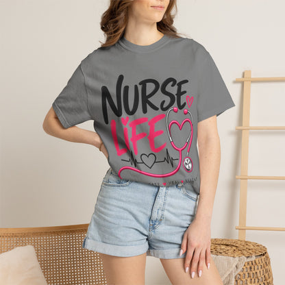 Nurse Life T-Shirt — Heartbeat Stethoscope Graphic Tee for Nurses