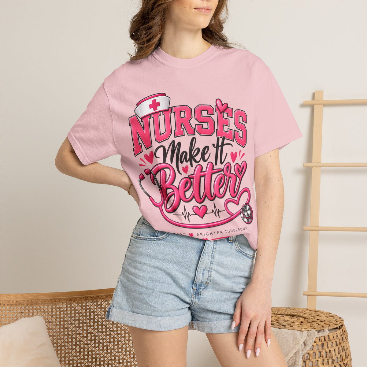 Nurse’s Make It Better Tee — Pink Stethoscope & Heartbeat Nursing Shirt