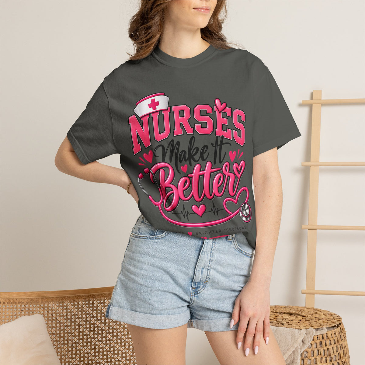 Nurse’s Make It Better Tee — Pink Stethoscope & Heartbeat Nursing Shirt