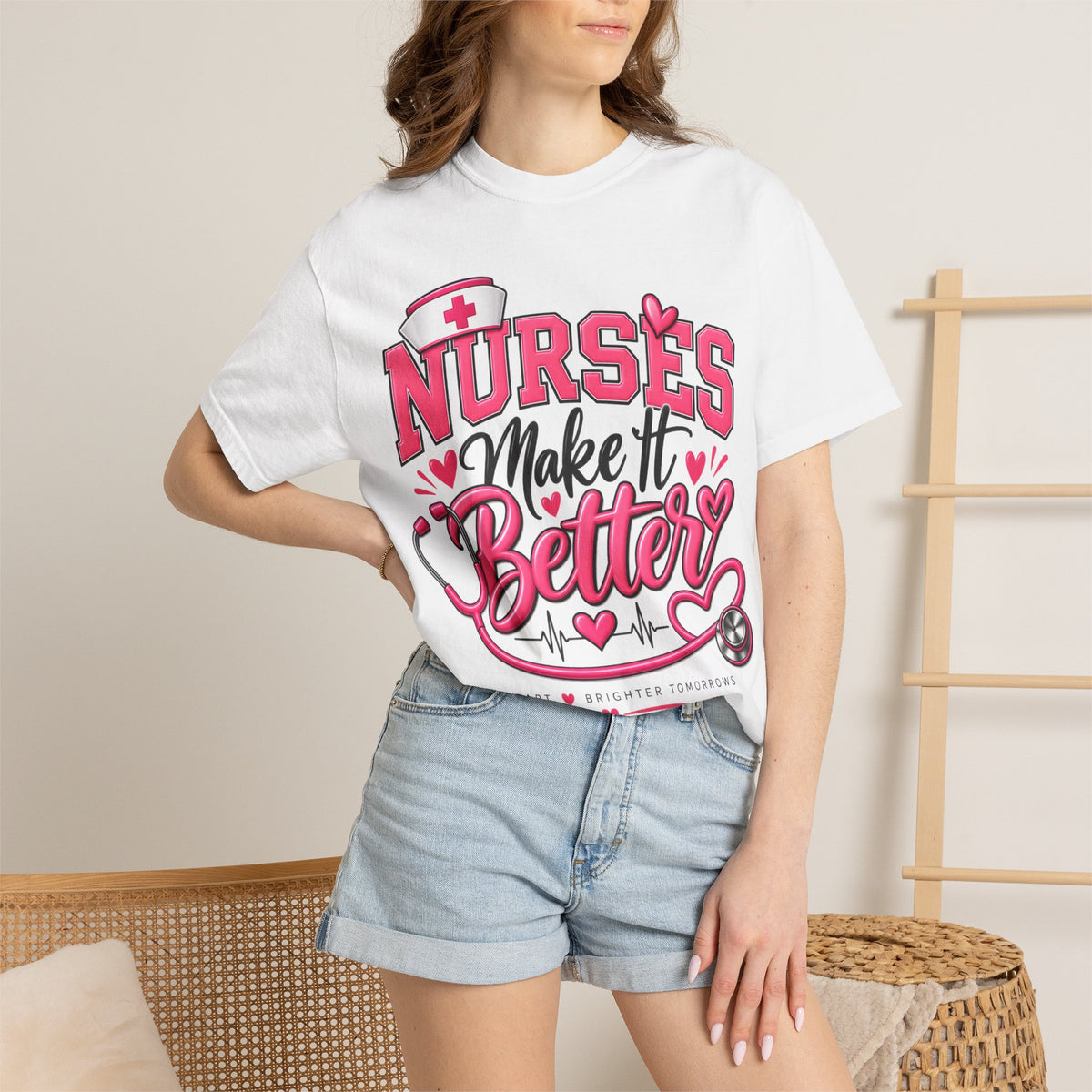 Nurse’s Make It Better Tee — Pink Stethoscope & Heartbeat Nursing Shirt