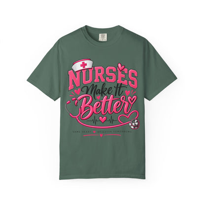 Nurse’s Make It Better Tee — Pink Stethoscope & Heartbeat Nursing Shirt